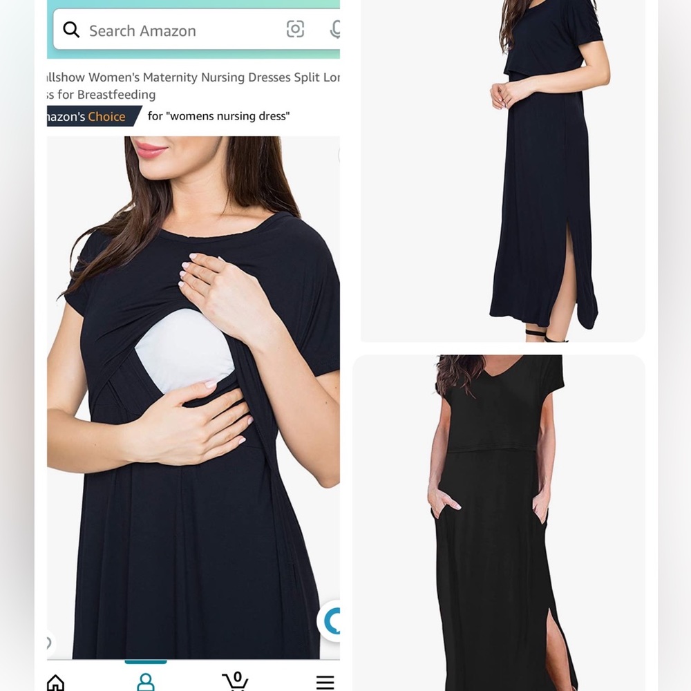Black maternity and nursing dress